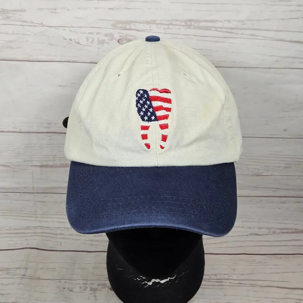Fahrenheit Hat Adjustable Men's Cream Navy American Flag Tooth WSDA Grassroots